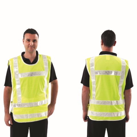 PRO SAFETY TRAFFIC CONTROL VEST.YELLOW + SILVER REFLECTIVE TAPE. SIZE S-L